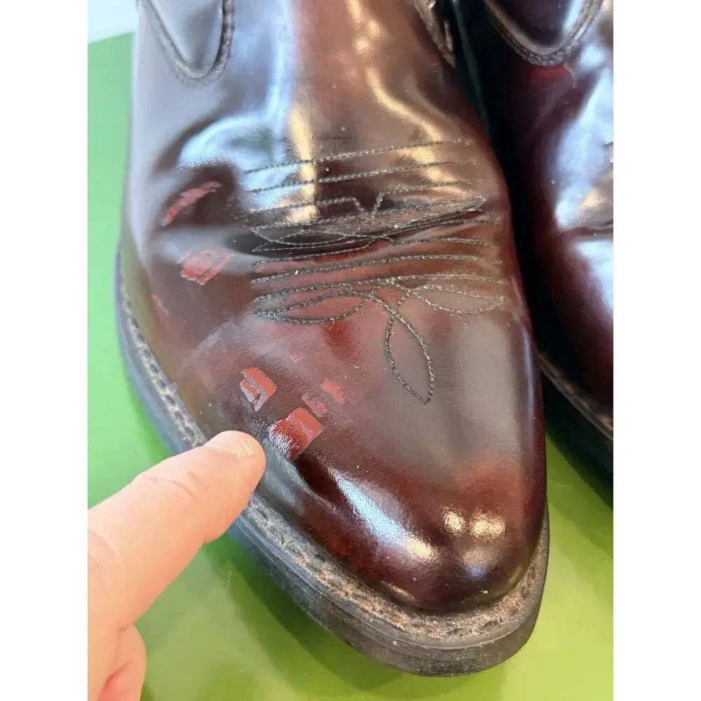 Laredo Men’s Leather Western Boot Size 10EW burgundy Size Zip Oil Resistant